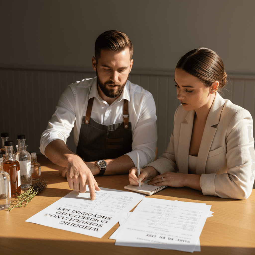 Consultation meeting with detailed alcohol shopping guide